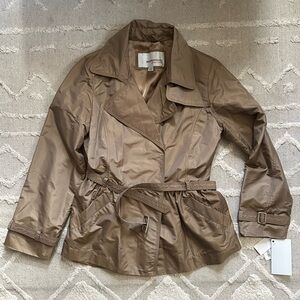 Weatherproof Tie Waist Cropped Trench Coat Jacket